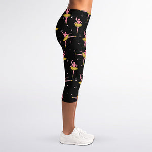 Dancing Ballet Pattern Print Women's Capri Leggings