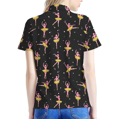 Dancing Ballet Pattern Print Women's Polo Shirt