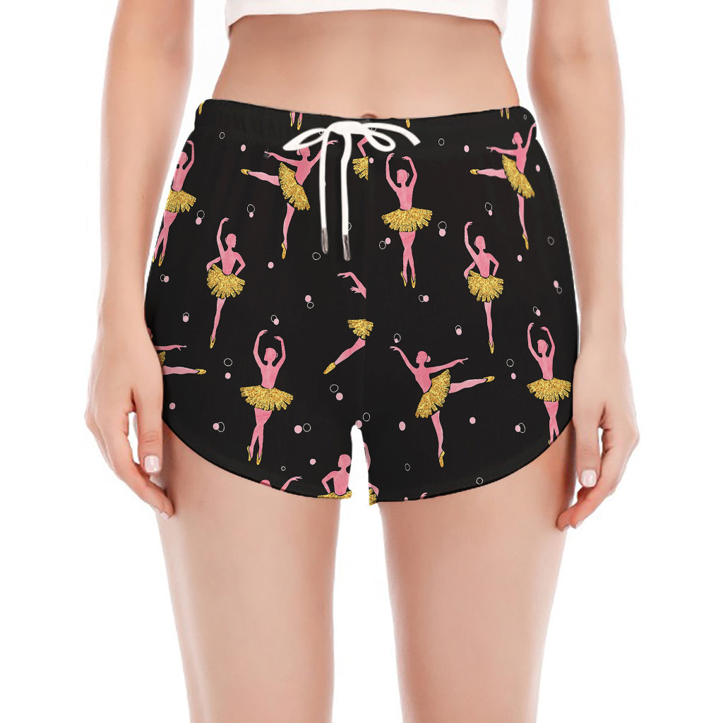 Dancing Ballet Pattern Print Women's Split Running Shorts