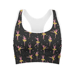 Dancing Ballet Pattern Print Women's Sports Bra