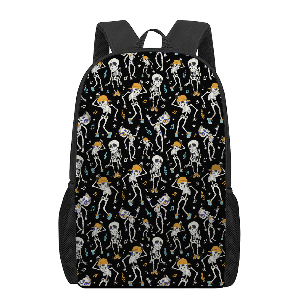Dancing Skeleton Party Pattern Print 17 Inch Backpack