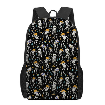 Dancing Skeleton Party Pattern Print 17 Inch Backpack