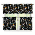 Dancing Skeleton Party Pattern Print 3 Piece Kitchen Curtains