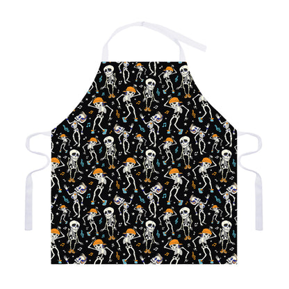 Dancing Skeleton Party Pattern Print Adjustable Apron