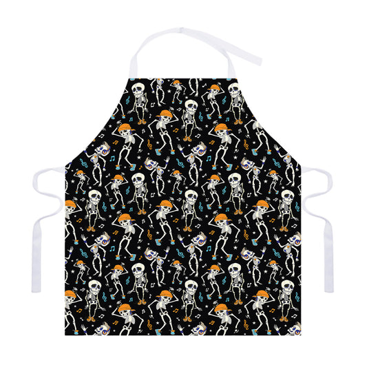 Dancing Skeleton Party Pattern Print Adjustable Apron