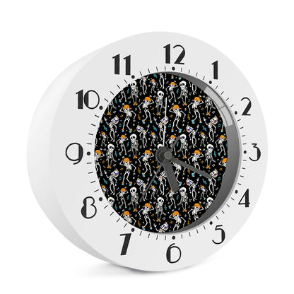 Dancing Skeleton Party Pattern Print Alarm Clock