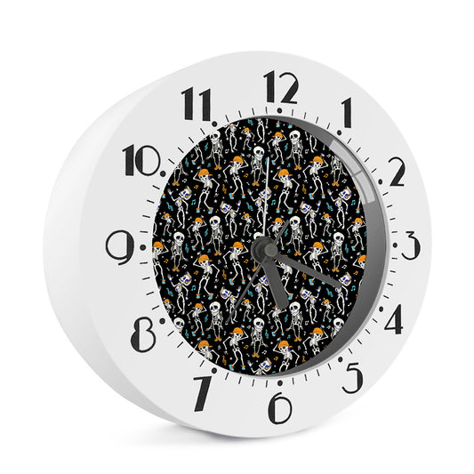 Dancing Skeleton Party Pattern Print Alarm Clock