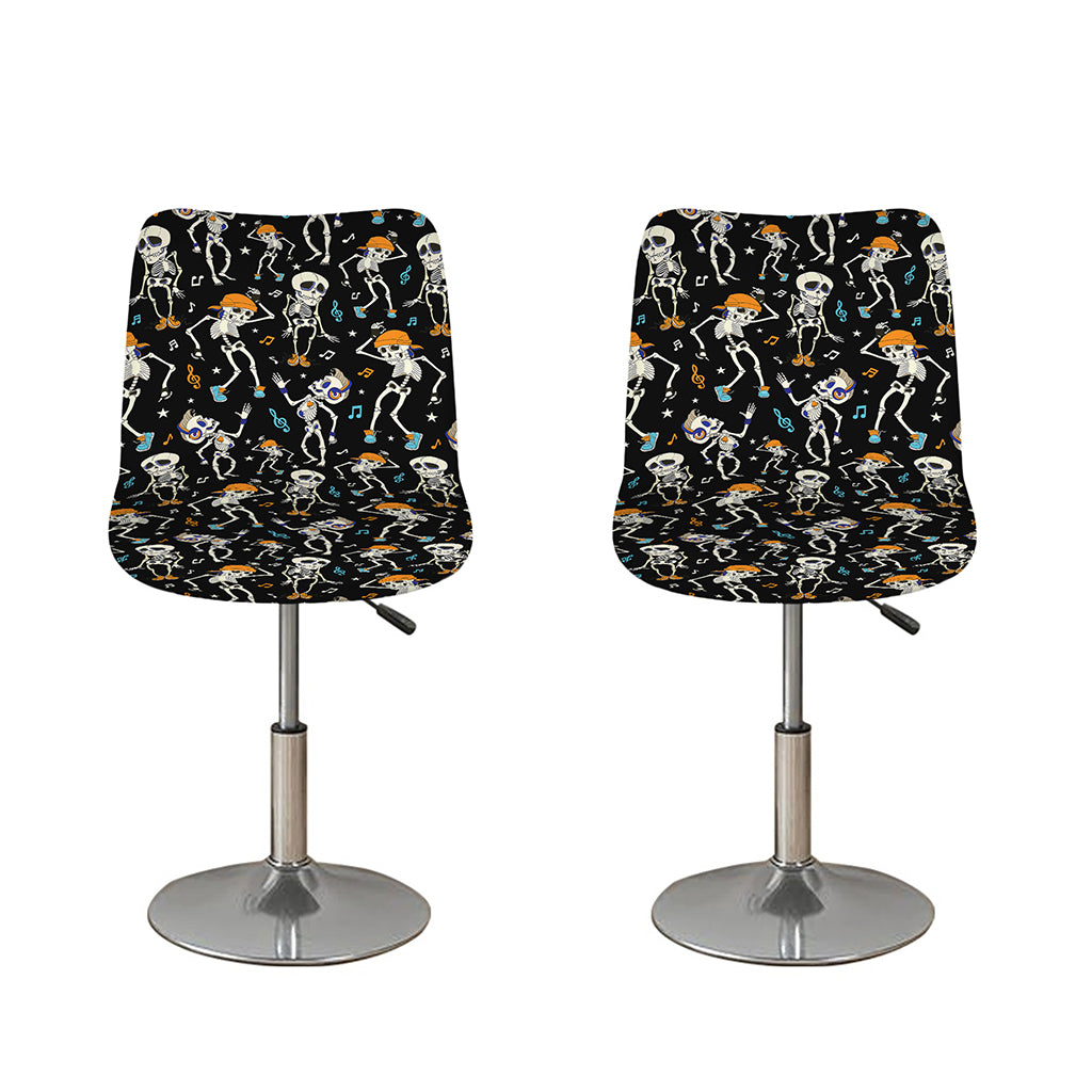 Dancing Skeleton Party Pattern Print Bar Stool Covers