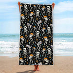 Dancing Skeleton Party Pattern Print Beach Towel