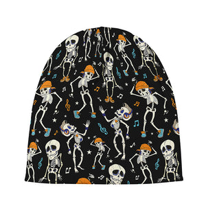 Dancing Skeleton Party Pattern Print Beanie