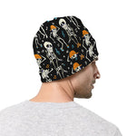 Dancing Skeleton Party Pattern Print Beanie