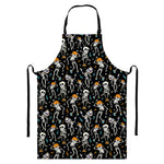 Dancing Skeleton Party Pattern Print Bib Apron With Pocket