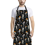 Dancing Skeleton Party Pattern Print Bib Apron With Pocket
