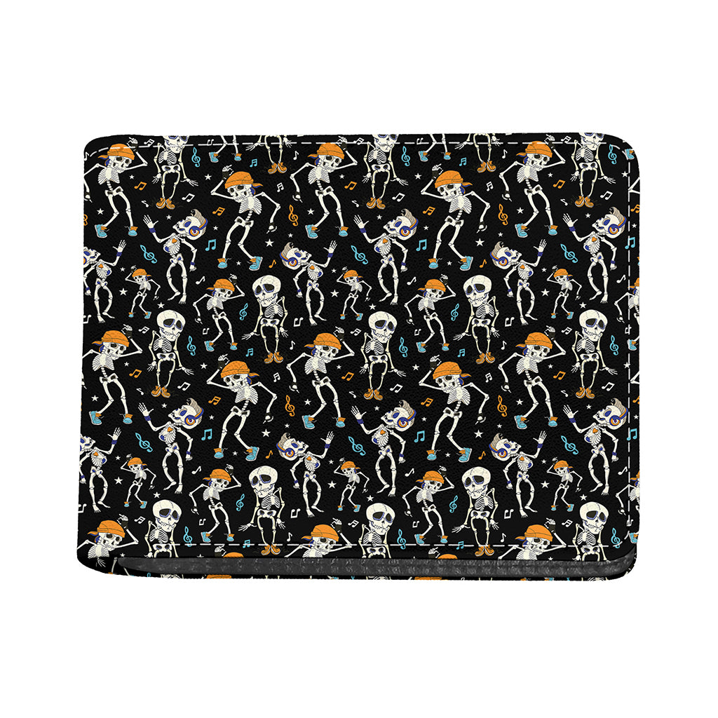 Dancing Skeleton Party Pattern Print Bifold Wallet