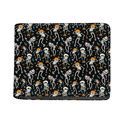 Dancing Skeleton Party Pattern Print Bifold Wallet