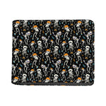 Dancing Skeleton Party Pattern Print Bifold Wallet
