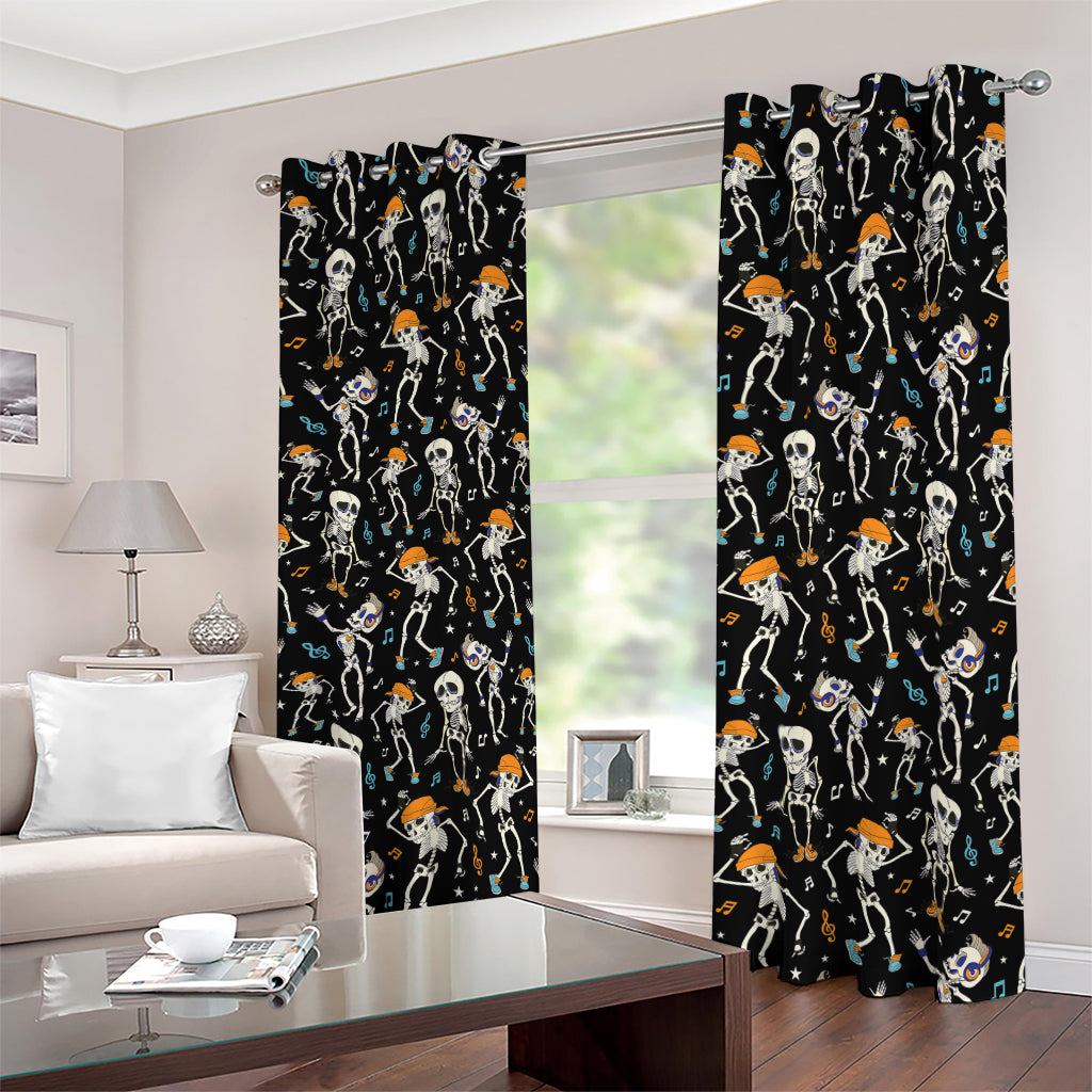 Dancing Skeleton Party Pattern Print Blackout Grommet Curtains