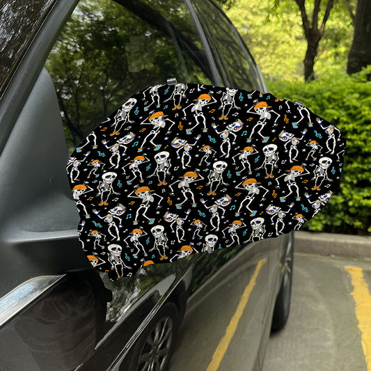 Dancing Skeleton Party Pattern Print Car Side Mirror Covers