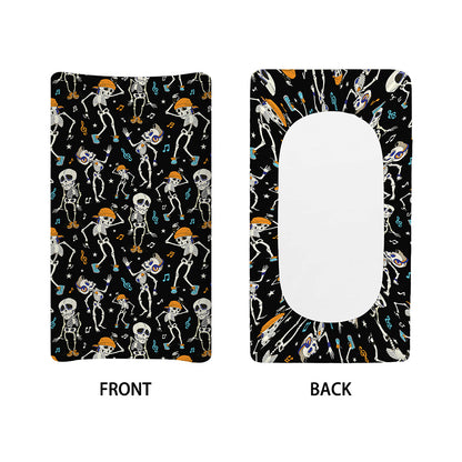 Dancing Skeleton Party Pattern Print Changing Pad Cover