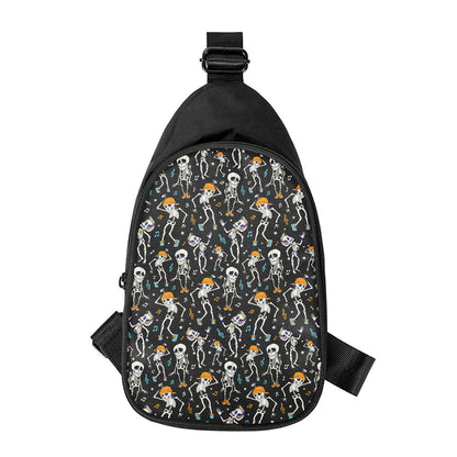 Dancing Skeleton Party Pattern Print Chest Bag