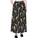 Dancing Skeleton Party Pattern Print Chiffon Maxi Skirt