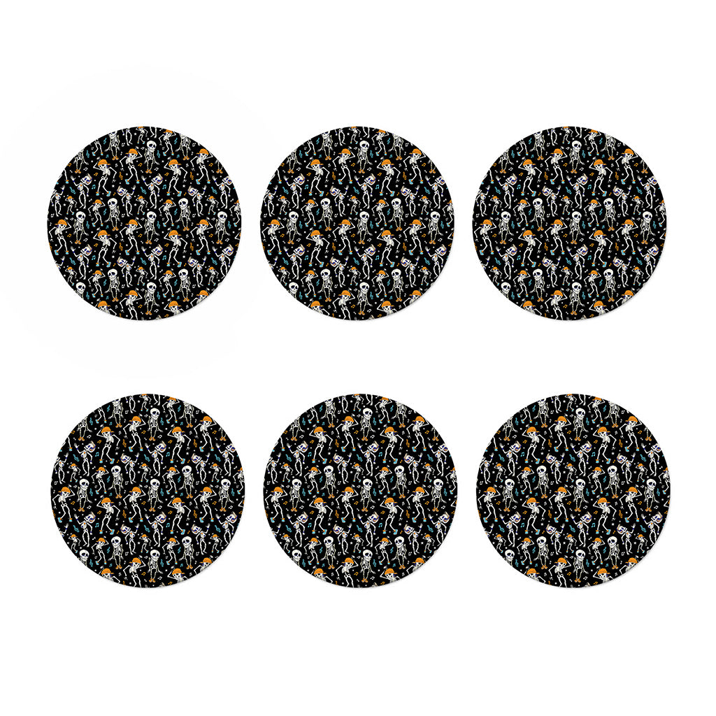 Dancing Skeleton Party Pattern Print Coaster Set