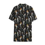 Dancing Skeleton Party Pattern Print Cotton Hawaiian Shirt
