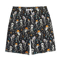Dancing Skeleton Party Pattern Print Cotton Shorts