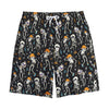 Dancing Skeleton Party Pattern Print Cotton Shorts