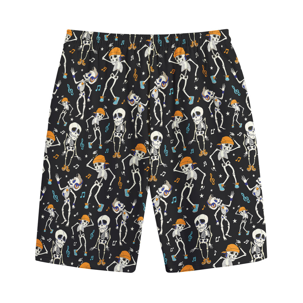 Dancing Skeleton Party Pattern Print Cotton Shorts