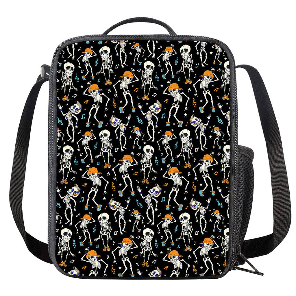 Dancing Skeleton Party Pattern Print Crossbody Lunch Bag