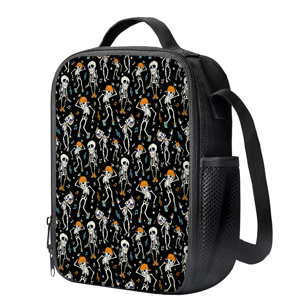 Dancing Skeleton Party Pattern Print Crossbody Lunch Bag