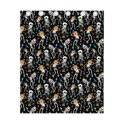 Dancing Skeleton Party Pattern Print Curtain
