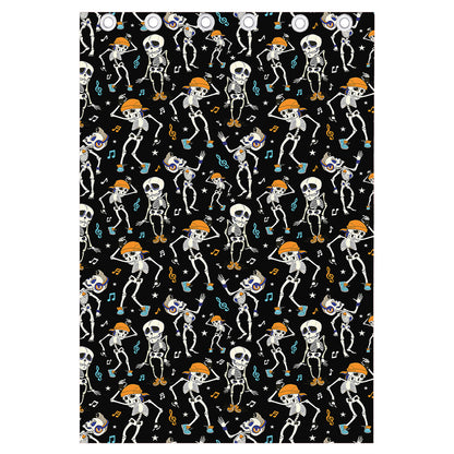 Dancing Skeleton Party Pattern Print Curtain