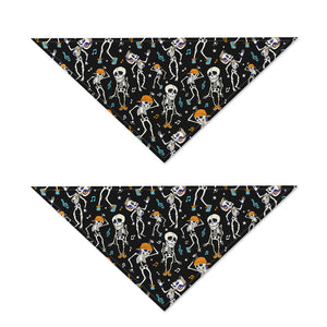 Dancing Skeleton Party Pattern Print Dog Bandana