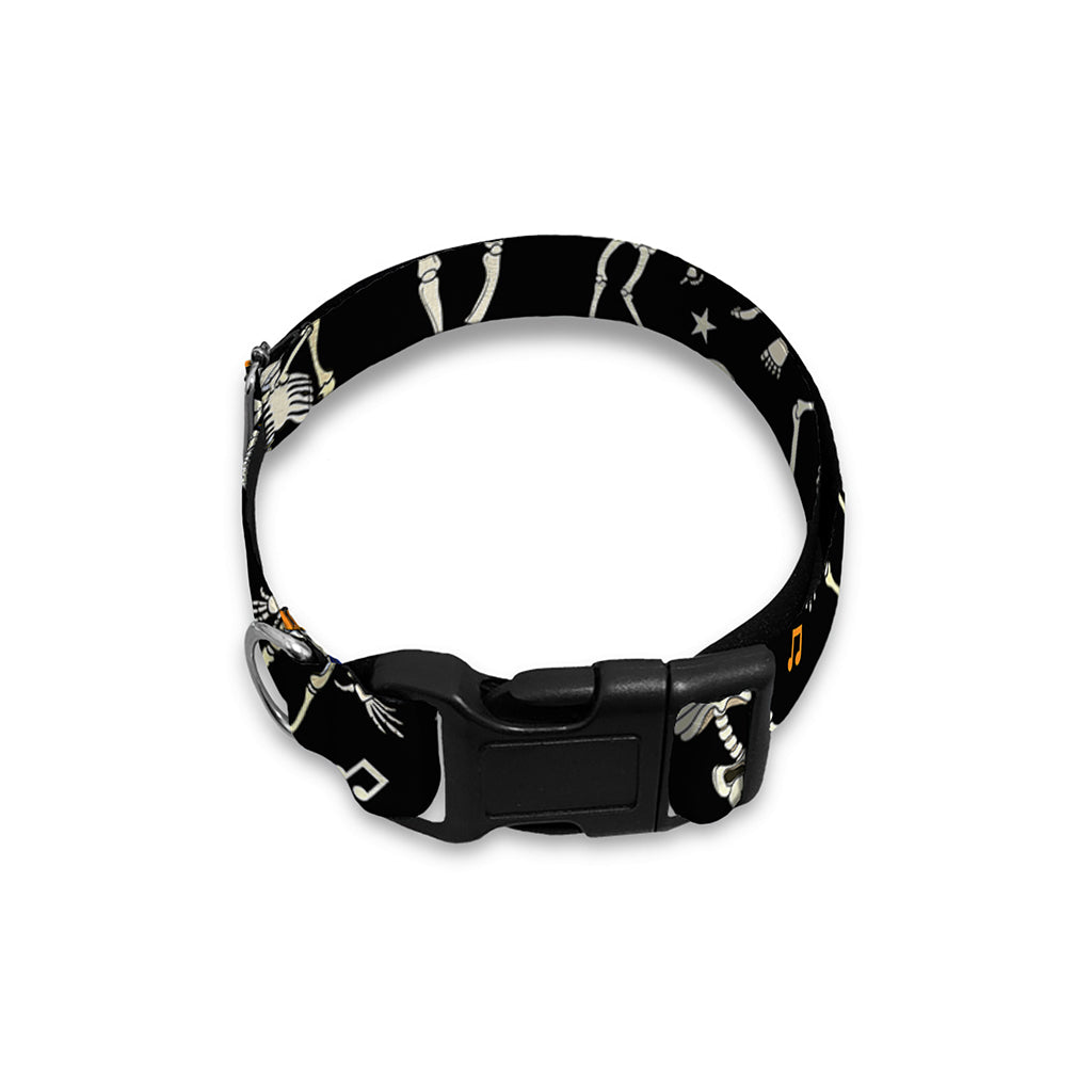 Dancing Skeleton Party Pattern Print Dog Collar