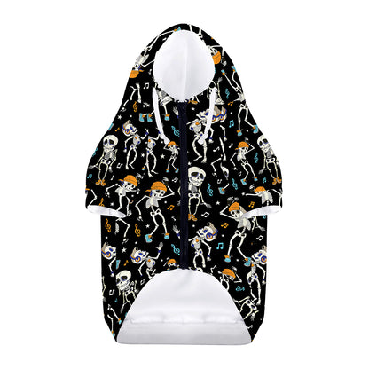 Dancing Skeleton Party Pattern Print Dog Zip Up Hoodie