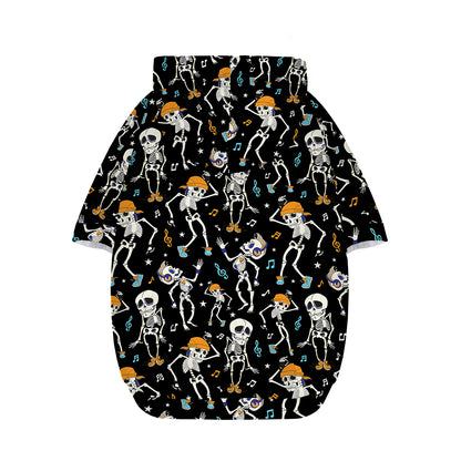 Dancing Skeleton Party Pattern Print Dog Zip Up Hoodie