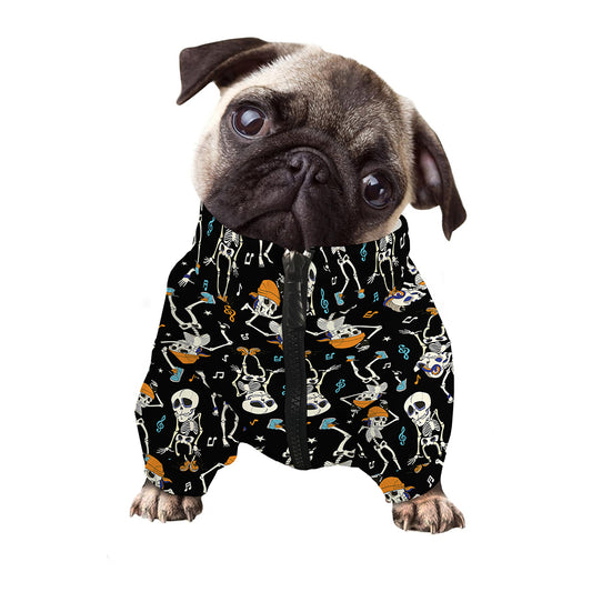 Dancing Skeleton Party Pattern Print Dog Zip Up Jacket