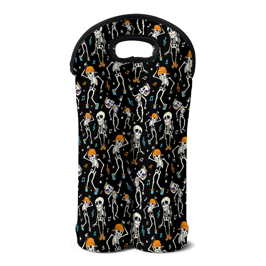 Dancing Skeleton Party Pattern Print Double Neoprene Wine Tote