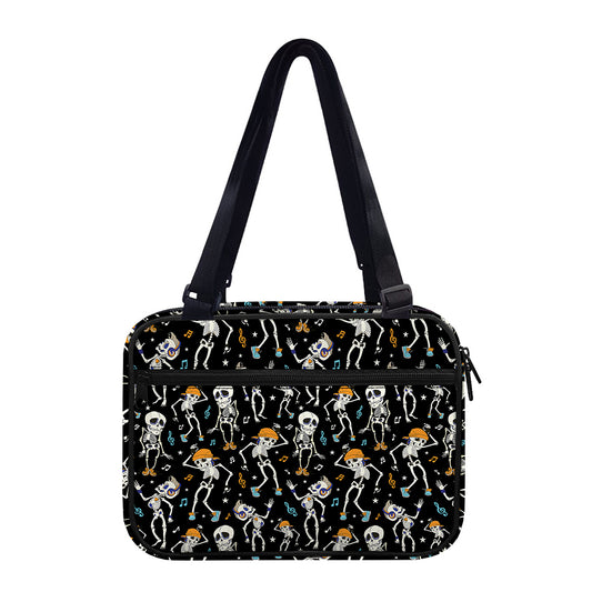 Dancing Skeleton Party Pattern Print Double Strap Bible Bag