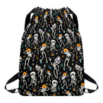 Dancing Skeleton Party Pattern Print Drawstring Backpack
