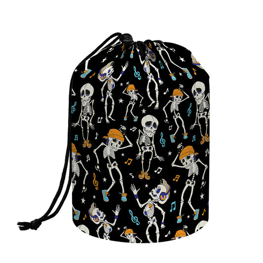Dancing Skeleton Party Pattern Print Drawstring Makeup Bag