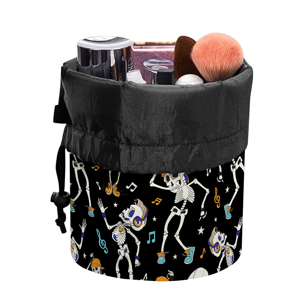 Dancing Skeleton Party Pattern Print Drawstring Makeup Bag