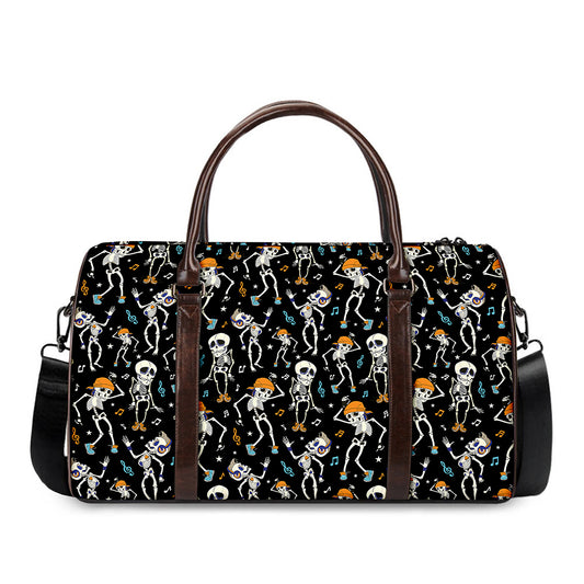 Dancing Skeleton Party Pattern Print Duffle Bag