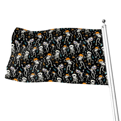 Dancing Skeleton Party Pattern Print Flag