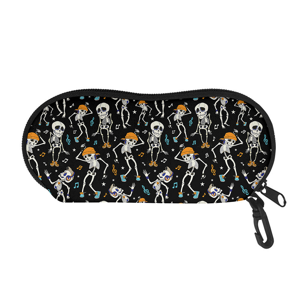Dancing Skeleton Party Pattern Print Glasses Case