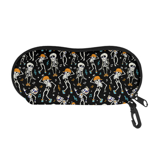 Dancing Skeleton Party Pattern Print Glasses Case