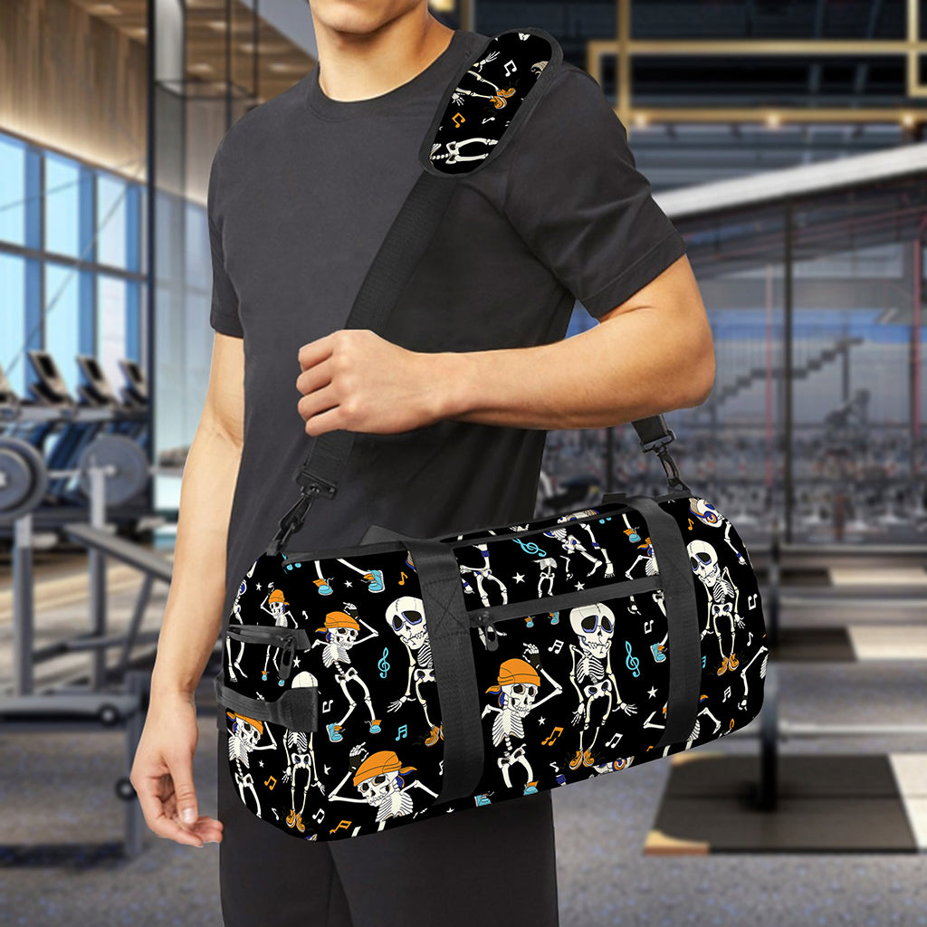 Dancing Skeleton Party Pattern Print Gym Bag