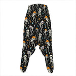 Dancing Skeleton Party Pattern Print Hammer Pants